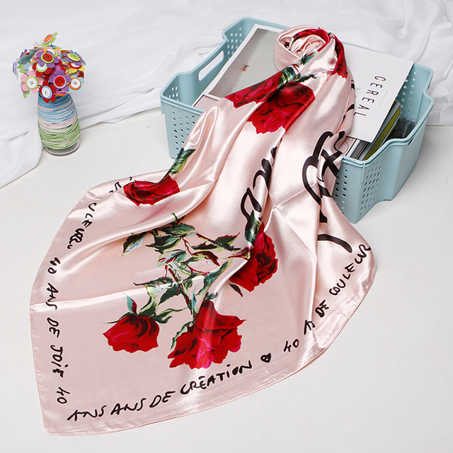 Imitation Silk Scarf Printed Square Satin Scarf