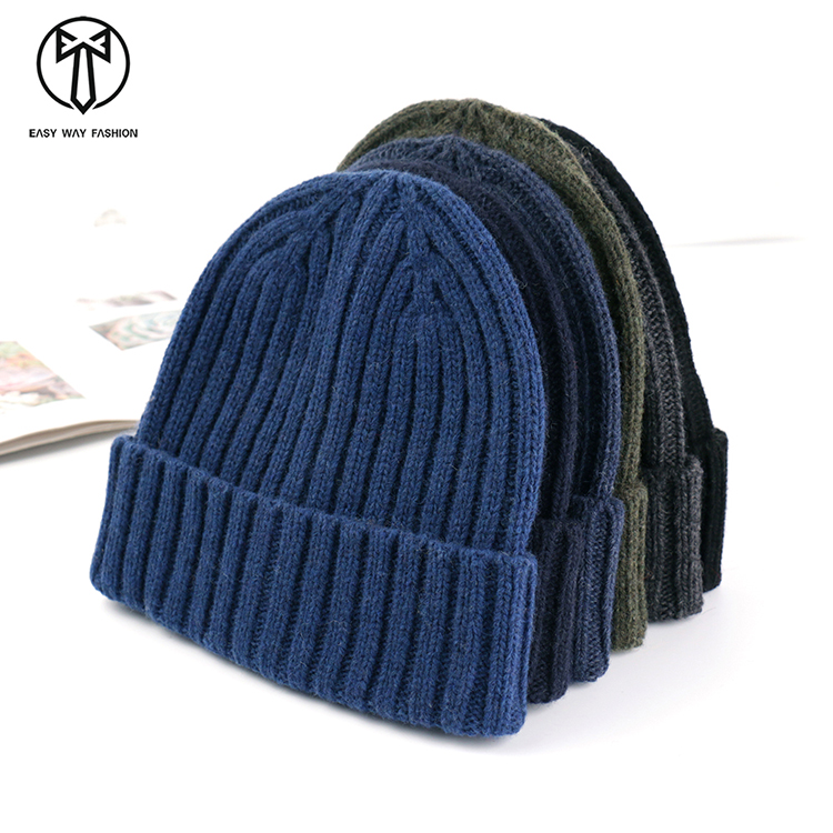 Winter Knitted Hats Blend Wool Beanie Hats Men